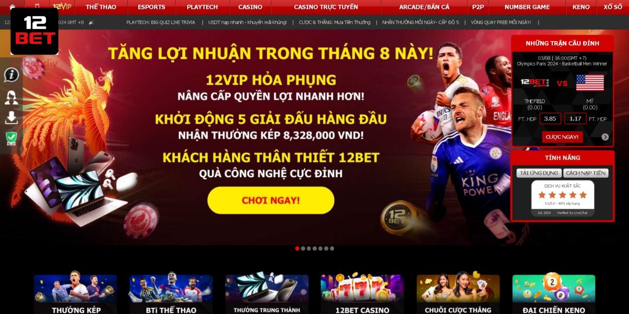 12Bet - Sân chơi cá cược chất lượng quốc tế